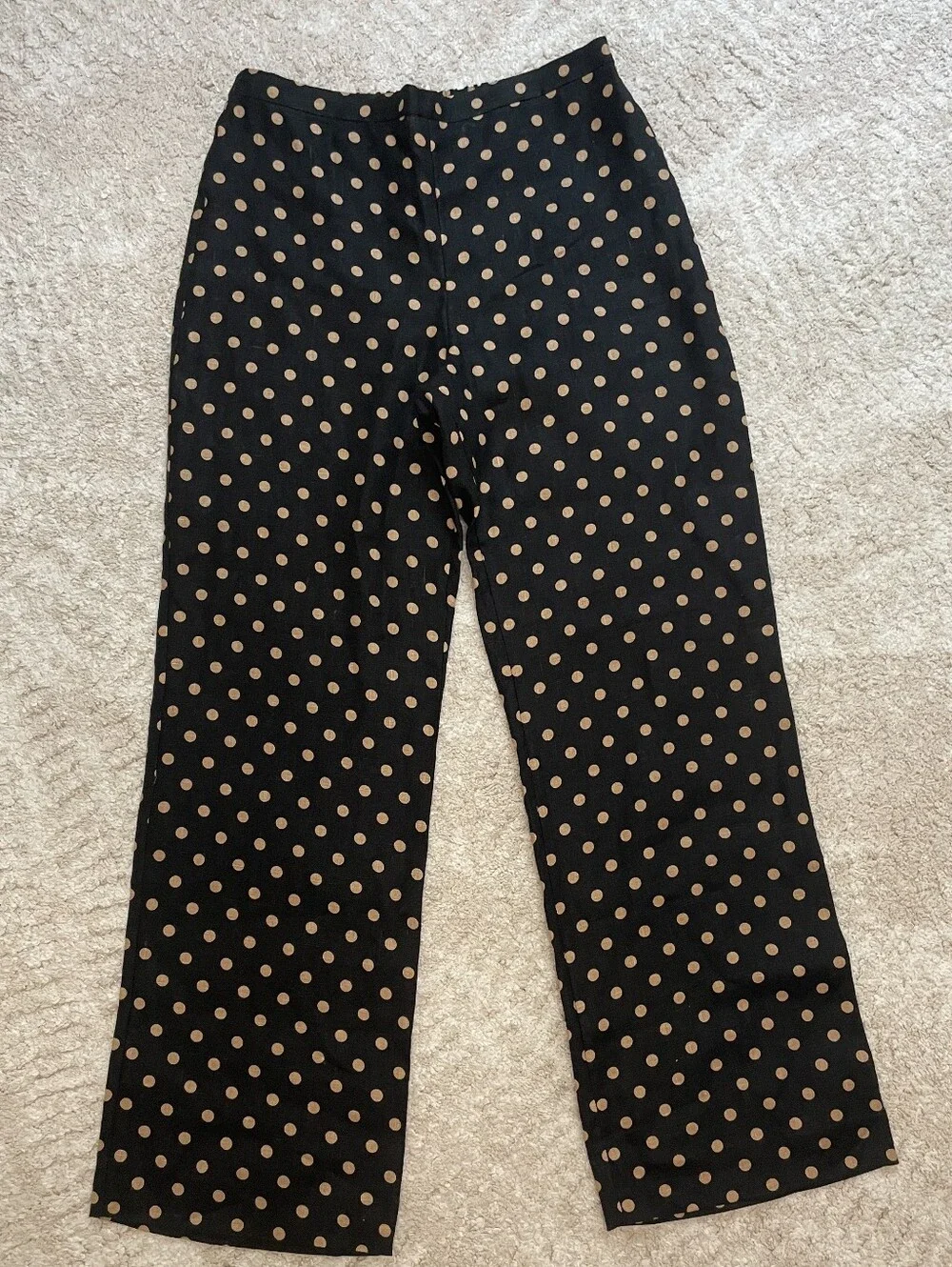 Reformation 100% Linen Black Wide Leg Pants with Gold Polka Dots Size S